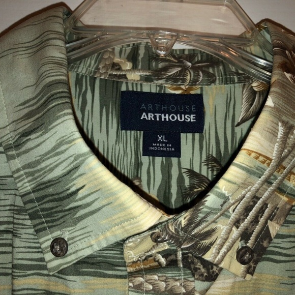 ARTHOUSE Hawaiian Shirt Tropical Palm Trees Aloha - Picture 3 of 4